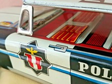 VINTAGE POLICE TIN TOY CAR 250 HIGHWAY PATROL FRICTION POWERED METAL RUBBER WORK
