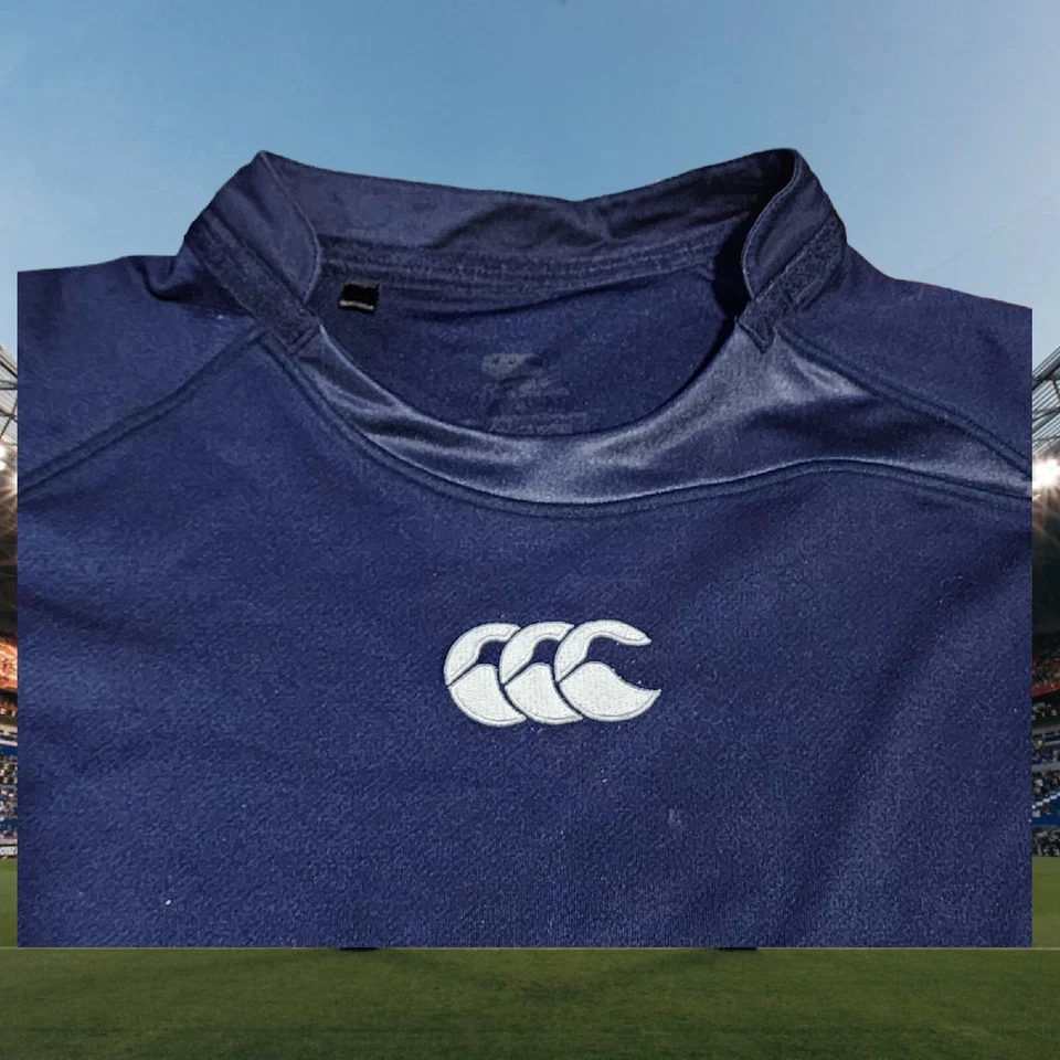 Camisa Jersey Ajustada Canterbury of New Zealand Para Hombres Azul Logo CCC Talla XL Foto 2 de 4