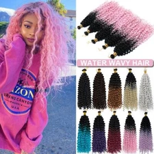 14" Passion Twist Crochet Braids Water Wave Wavy Hair Extensions Omber Colors US