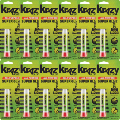 12 Pack Krazy Glue Instant Strong All Purpose Fast Drying Super Glue .07 oz Tube