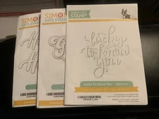 Lot of 3 Simon Says Stamp! Dies- BIG HAPPY, GOOD VIBES, LUCKY TO KNOW YOU New