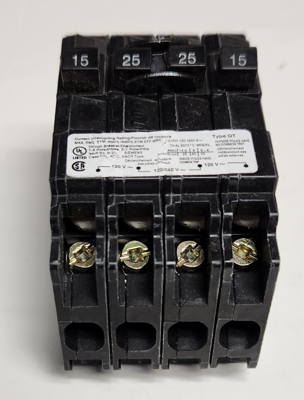 DNPL Quadplex Circuit Breaker – 15/30/15 Amp, 2-Inch, Plug-In Mount, Fits Challenger & Westinghouse Panels