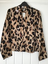 PRETTY LITTLE THING LADIES GOLD LEOPARD PRINt BLOUSE SIZE 10