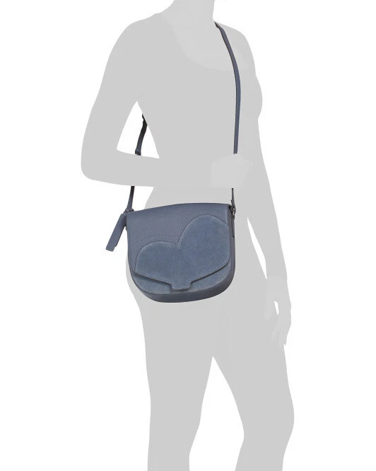 Bolso Bandolera Lucky Brand Bria Cuero Azul y Gamuza Sillín Corazón Nuevo con Etiquetas Foto 2 de 4