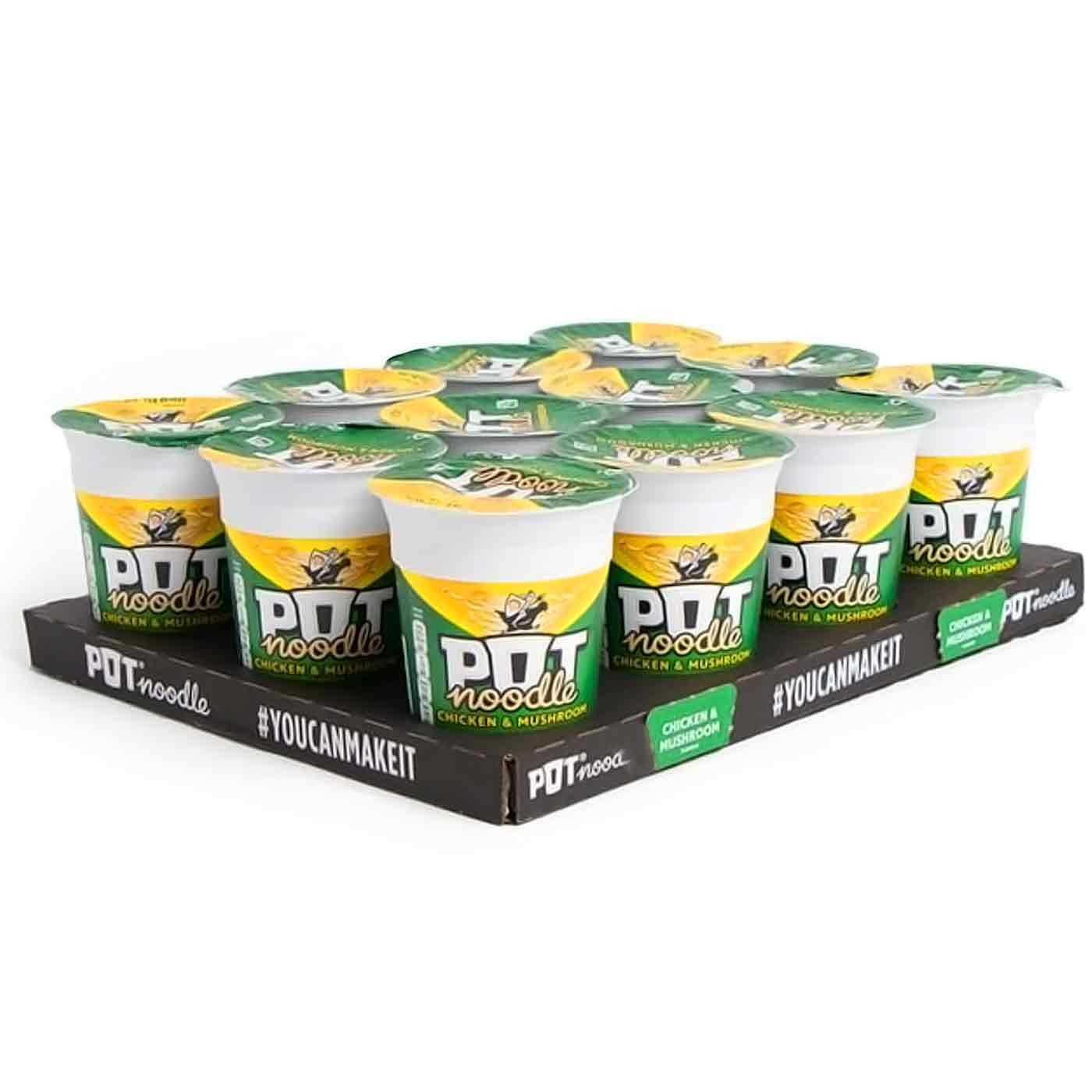 Pot Noodle Chicken & Mushroom Flavour Quick Easy Tasty Meal - Pack of 12 x 90g