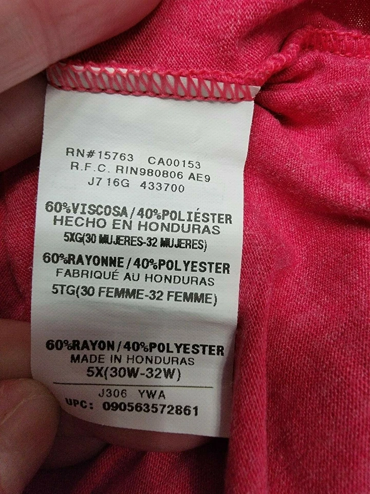 Camisa Top Blusa Just My Size Mujer Talla 5X 30W/32W Rosa Gris Plata NUEVA Foto 3 de 4