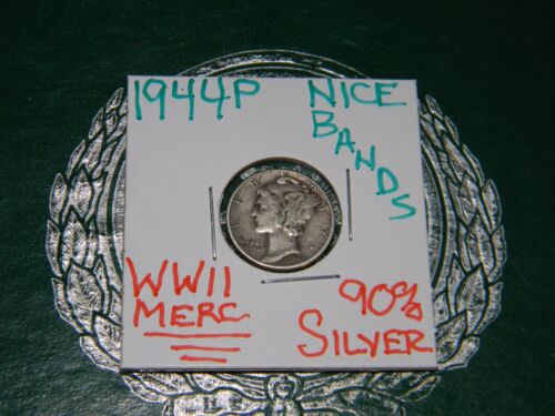 1944 P Mercury 90% Silver Fine {WWII 🥈} Dime - GREAT WINGS!! (80 YEARS OLD) - Picture 1 of 6