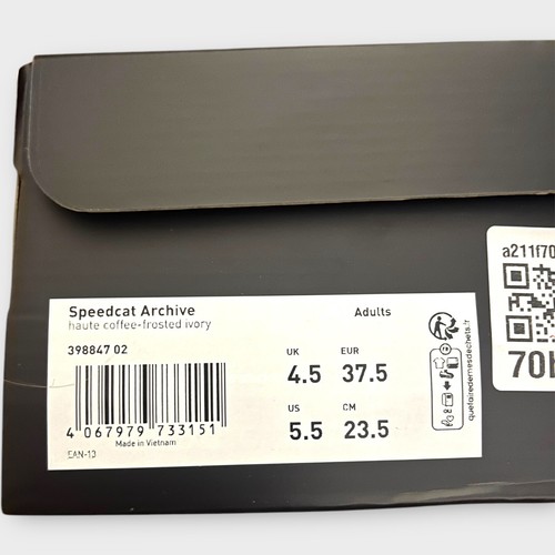 NUEVO EN CAJA Puma Speedcat Archive Haute Coffee - Marfil Esmerilado Mujer Talla 5.5 Tostado - Imagen 10 de 10