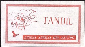 TANDIL State Airlines Argentina Vintage Luggage Label 2.75 x 5"