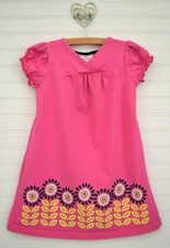 Girls HANNA ANDERSSON Sz 110 - 4 5 6y Pink s/s Cotton Flower Graphic Dress