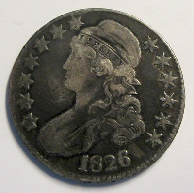 1826 Capped Bust Half Dollar ''Lettered Edge'' Better Looking Early Dated Coin #22
