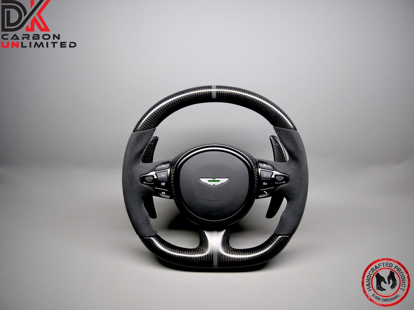Aston Martin DBS Vantage DB11 8mm Gray Ring Satin Matte Carbon Steering Wheel v4