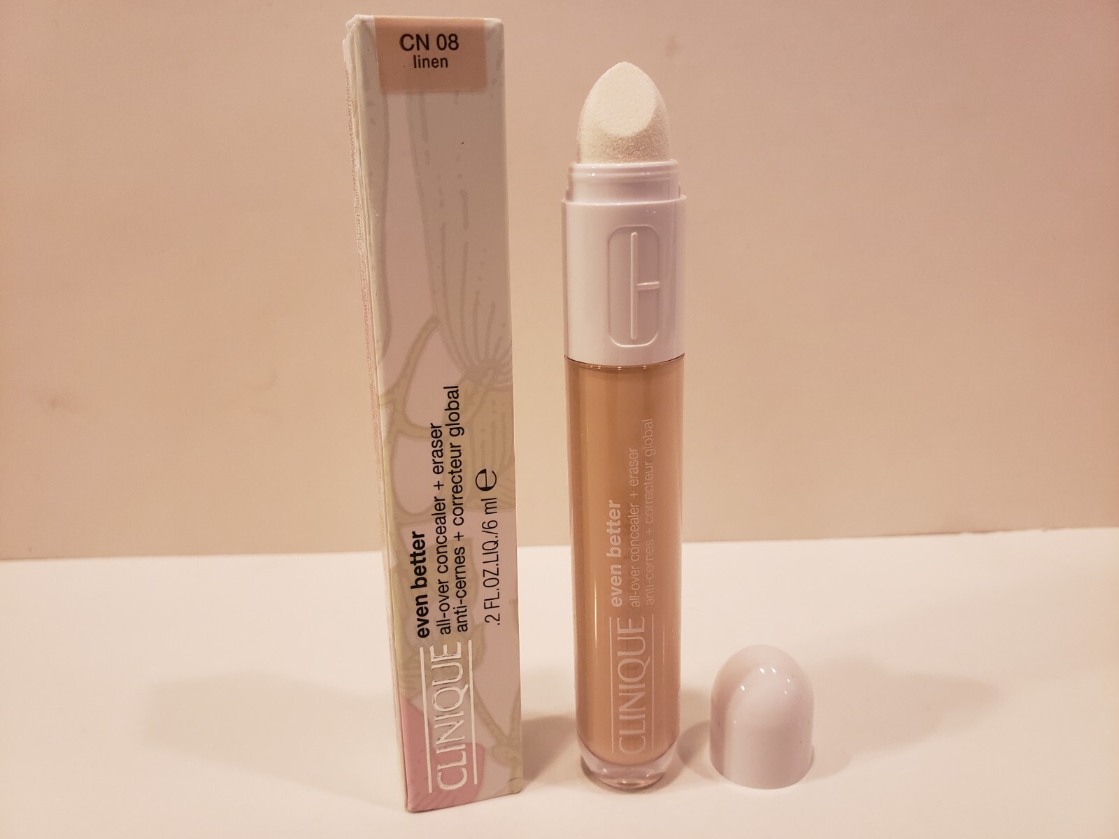 Clinique Even Better All Over Concealer + Eraser in CN 08 Linen 0.2Oz New in Box-image