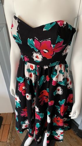 vintage 1980s 1990s does 1950s strapless floral dress lanz pockets spring midi - Picture 3 of 17