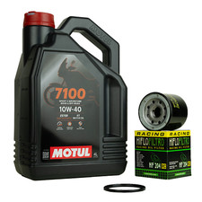 Cambio olio Motul 7100 10W40 + filtro olio HF204RC per Honda CBR Kawasaki Yamaha MT-07
