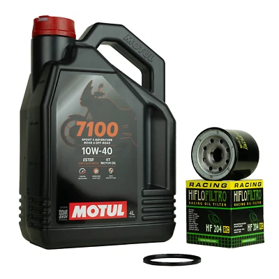 Ölwechsel Motul 7100 10W40 +Ölfilter HF204RC für Honda CBR Kawasaki Yamaha MT-07