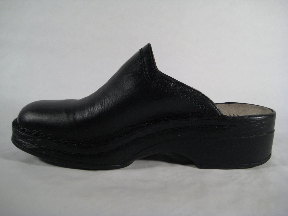 Helix Zuecos Mules Zapatillas Zapatos Negro Cuero Genuino 52011 Foto 3 de 4