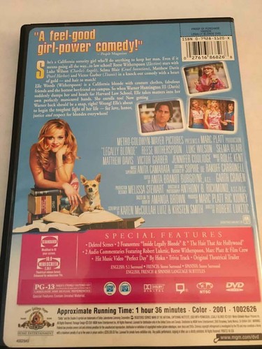 Legally Blonde DVD - Special Edition - Reese Witherspoon - 2001 - Complete - LN! - Picture 2 of 3