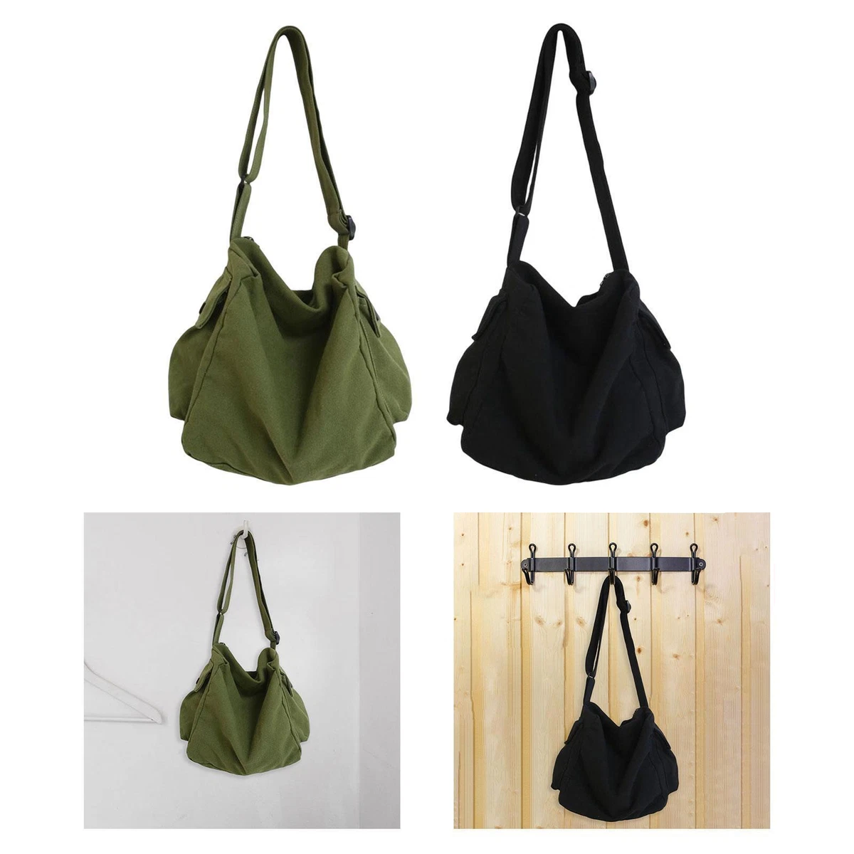 Canvas Hobo Bag Multiple Pockets Large Capacity Bag for Office