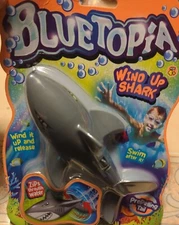 Wind Up Shark Bluetopia Ja-Ru Swimming Pool Toy Propelling Tail Swims Bathtub 
