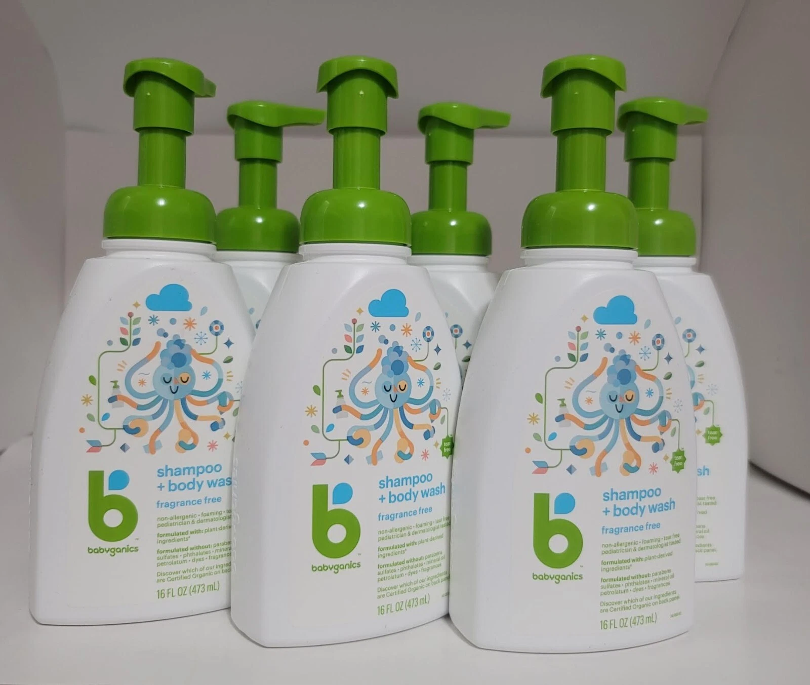 Pack of 6- Babyganics Baby Shampoo + Body Wash Pump Bottle - Fragrance Free
Opens in a new window or