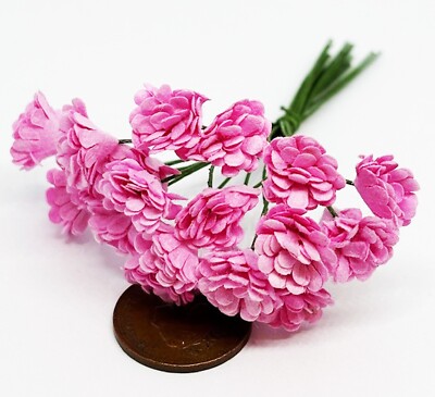 Puppenhaus rosa Papier Nelke Blumen 20 Stück Garten Maßstab 1:12 Tumdee