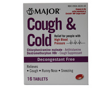 Pack of 6 Major Cough  Cold Relief for People with High Blood Pressure 16 Tabs