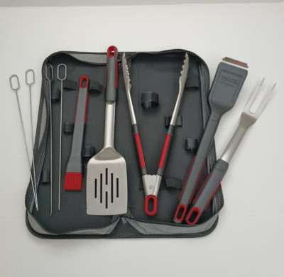 Stainless Steel Soft Grip BBQ Grill Tool Set 10 Pieces,  Expert Grill - Used