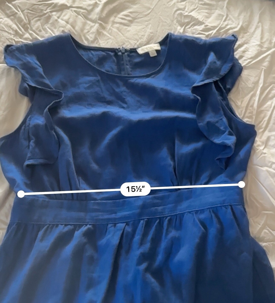 Cynthia Rowley Blue Linen Blend Ruffle Details Tier Maxi Dress~ Size L |  eBay