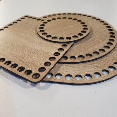 Holzboden Korbboden für Häkelkorb Rund Kreis, Oval oder Viereck Eiche Optik MDF
