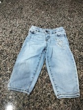 OSHKOSH 18 MOS. EMBROIDERED STRAWBERRIES DENIM JEANS STRETCHY WAISTBAND