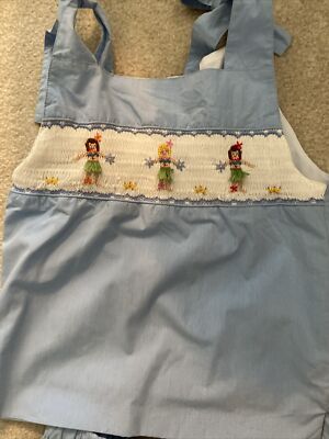 Orient Expressed Smocked 2-piece Set.  Gingham Hawaii Luau. Size 7