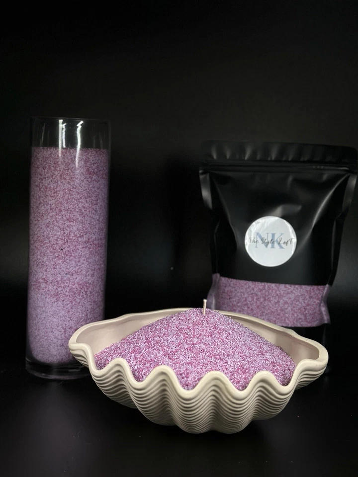 Candle Sand Candle Lavender Candle Sand Palm Wax Granulated Sand 1 Lb+ 5 Wick - Image 4 of 4