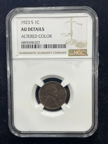 1923 S Lincoln Wheat Cent 1C Penny NGC AU Details Altered Color