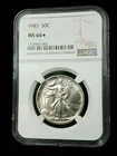 1943-P 50C Walking Liberty Half Dollar NGC MS 66* 7555