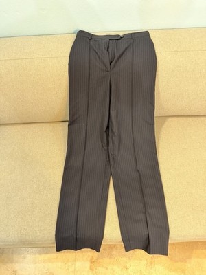 Giorgio Armani Wool Black Pinstripe Classic Fit Pleated Straight Dress Pants 42