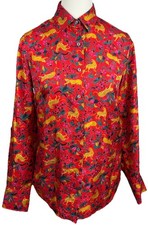 J. Crew Collection 100 Silk Twill Button Up Jungle Cat Print Shirt Size 0