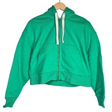 Everlane Organic Cotton Full Zip Hoodie Bright Jade Green Size XXS Cropped
