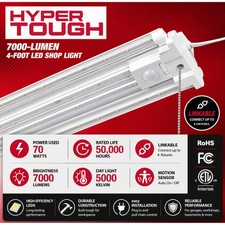 Hyper Tough 7000 Lumen 4 Ft Led Garage Shop Light 4-tube Linkable Fixture With Hyper Tough 7000 Lumen 4 Ft Led Garage Shop Light 4-tube Linkable Fixture With