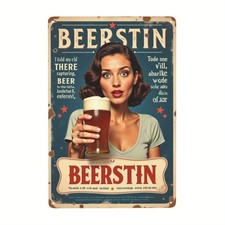 Vintage Beer-Themed Wall Art Tin Metal Signs Home D cor 8x12 Bar with Woman Beer