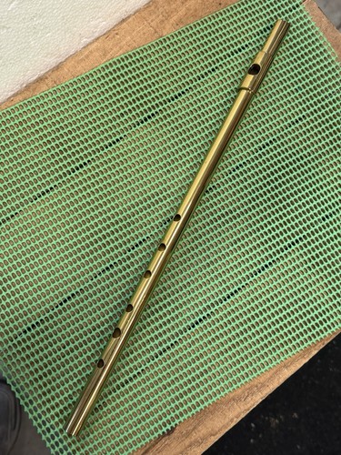 Golden Flute Brass Whistle Metal Decorative 15.5 inches long .5 across