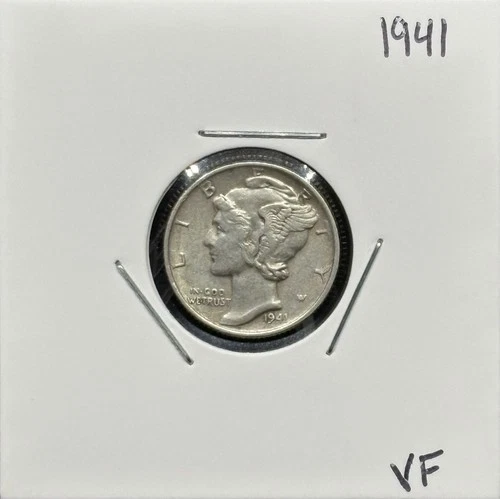 1941 Mercury Dime, Very Nice, VF, 90% Silver! 🔥