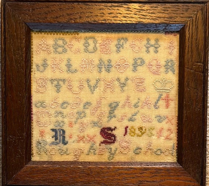 Miniature Antique Sampler. Victorian Sampler Roughey School 1895