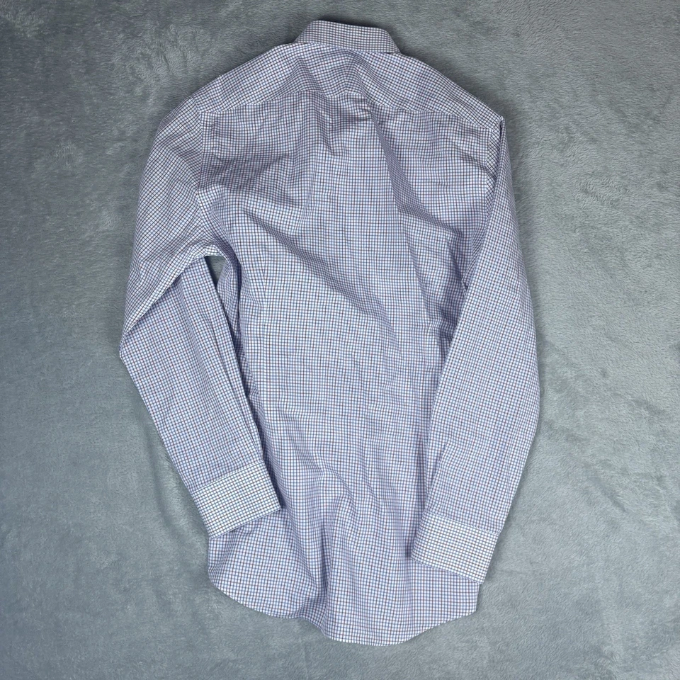 Charles Tyrwhitt Shirt Mens 14.5-32 Extra Slim Fit Non Iron Red Blue Plaid - Image 2 of 4