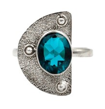 Natural 4CT Apatite 925 Solid Sterling Silver Ring Jewelry Sz 8.5 @8-7