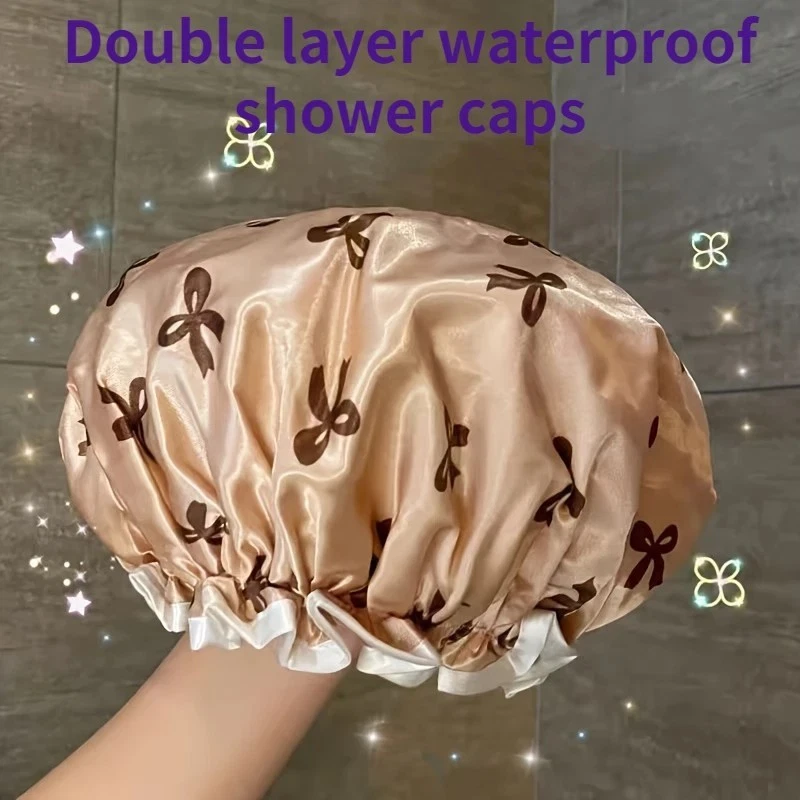 Doppellagige dicke wasserdichte Duschhaube Damen Badehut wiederverwendbar UK