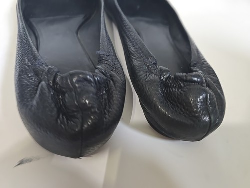 Tory Burch ALL Black Pebbled GRAIN Leather Ballet Flats Shoes Size 8M Minnie - Picture 5 of 8