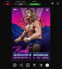 DIGITAL Topps WWE Slam 21 RETRO SERIES 1 Base - ROWDY RODDY PIPER 16,308cc