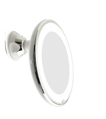 LED Lighted 10X Magnifying Makeup Mirror with Power Locking Suction Cup, Brig...