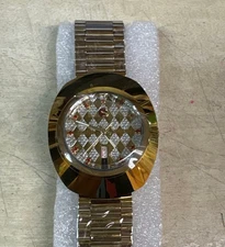 Rado DiaStar Gold Automatic Watch Diamond Pattern Dial with Crystal Accents